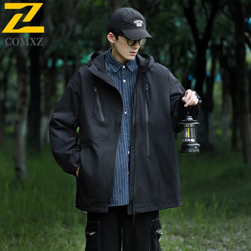 Men's Jacket 2025 New Fashion Hooded Waterproof Windproof Jackets Outdoor Camping Adventure Lightweight Breathable Outerwear
