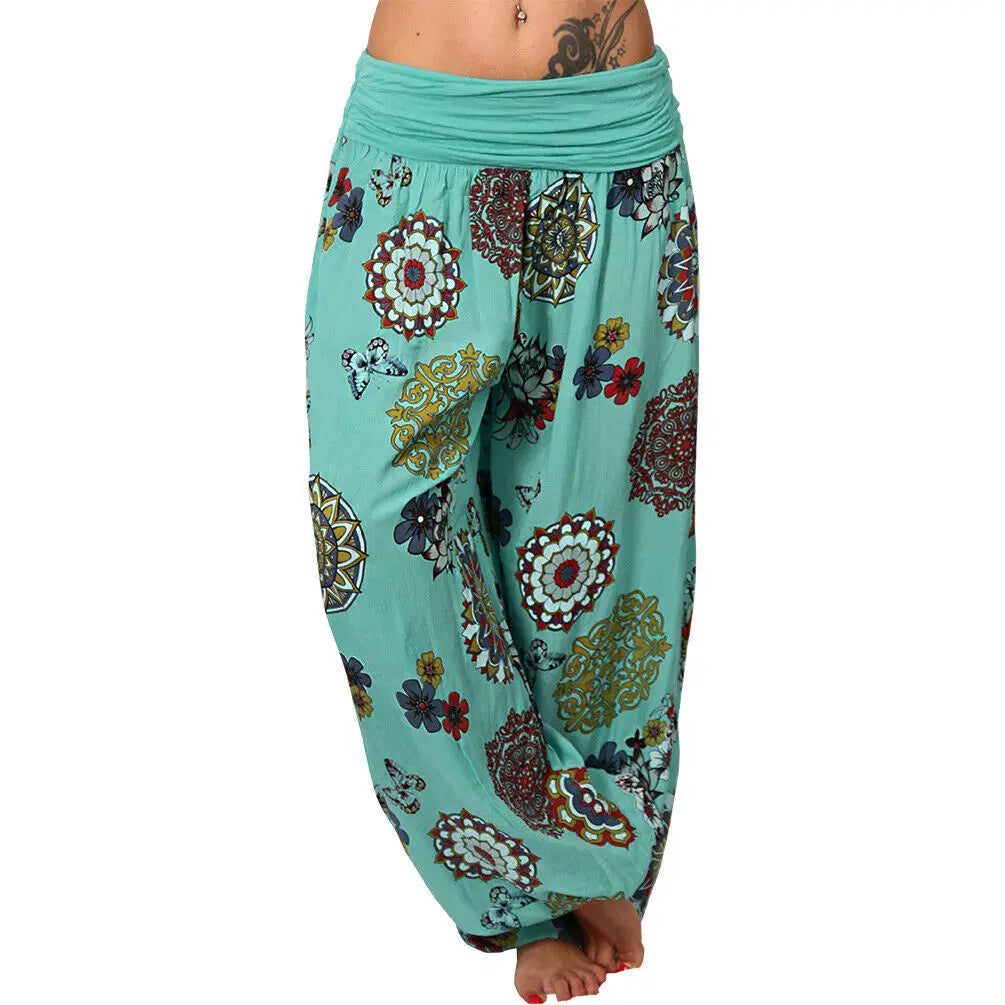 Women's Clothing Haren Pants New Digital Print Long Wide Leg Pants Retro Casual Pants Vacation Style Party Outfit