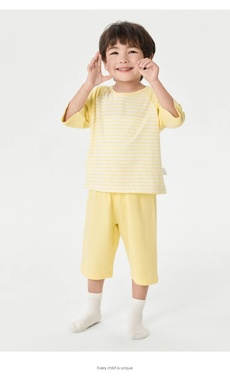 Balabala Pajama Sets Boys GirlsThin 2025 Summer New Air-conditioned Clothing Home Wear for Young and Older Children Parent-Child