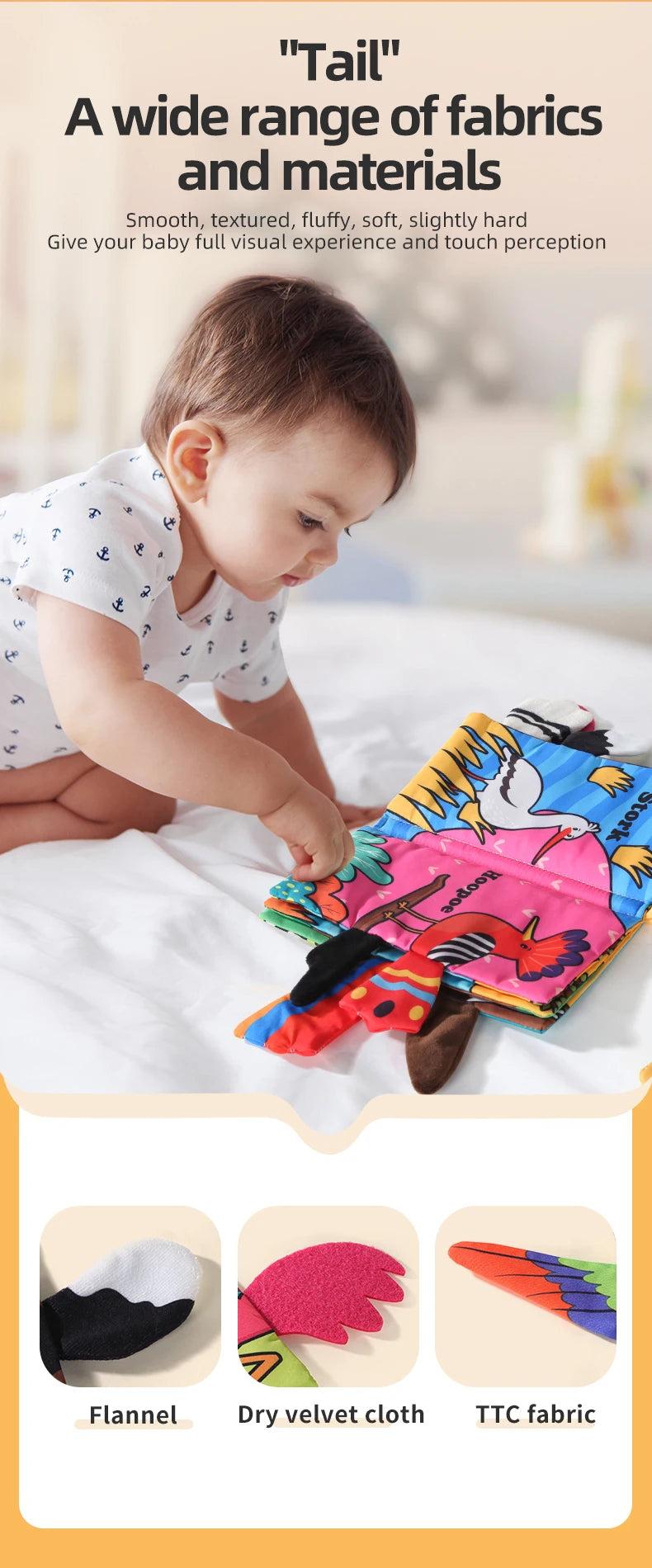 Baby Cloth Book 6 Pages 0-3 Year Old Early Education Parent-child Interaction Baby Toys For 0-3 Year Old Newborn Gifts
