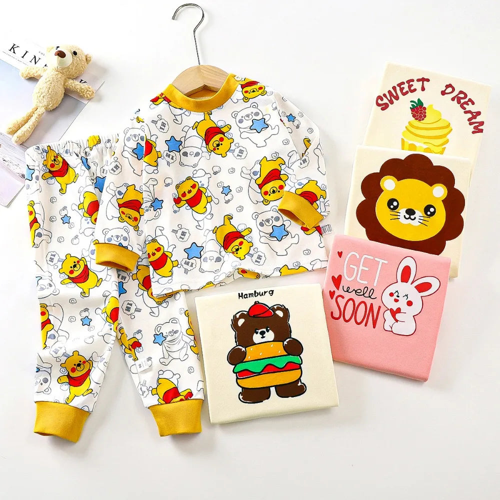 Pajama Sets for Children Loungewear Long Sleeve Kid Boy Girl Clothes Cute Deisgn Lightweight Comfortable Fabric Sleepwear Outfit