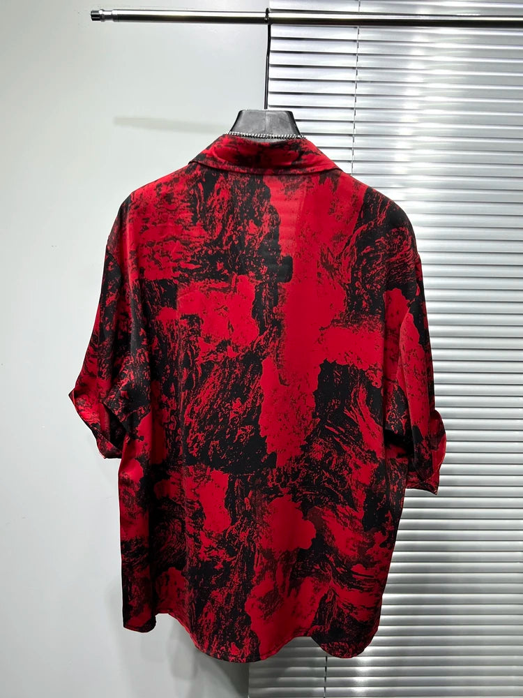 Men's 2025 Summer New Thin Original Personalized Tops Printed Loose Comfort Handsome Chic Shirts Men's Short-sleeve Trendy Shirt