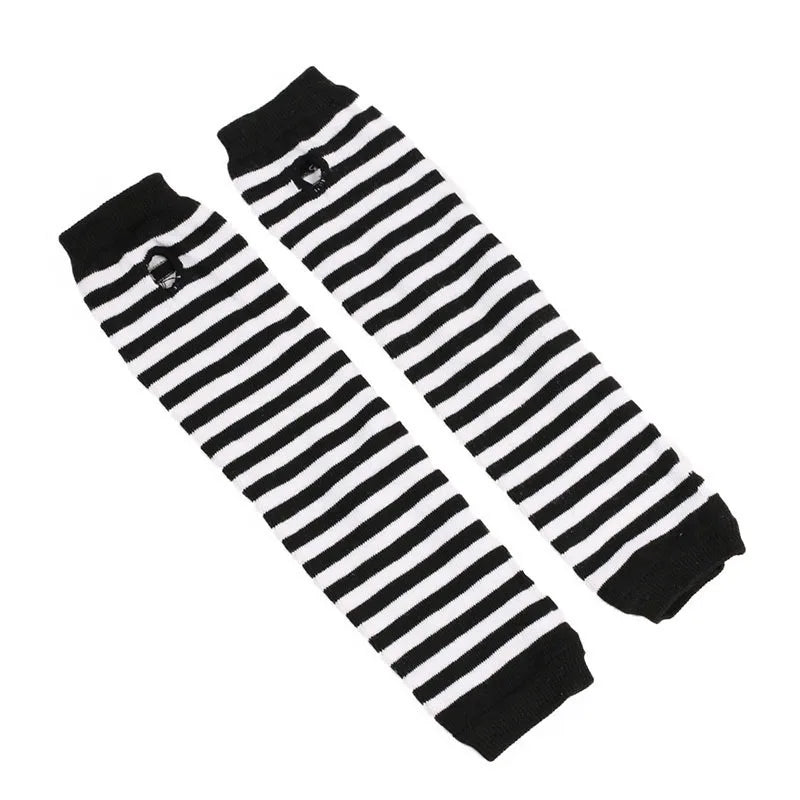 New Long Fingerless Gloves Women Half Finger Autumn Winter Arm Warmer Striped Knitted Mitten Wrist Arm Sleeve Christmas Gift