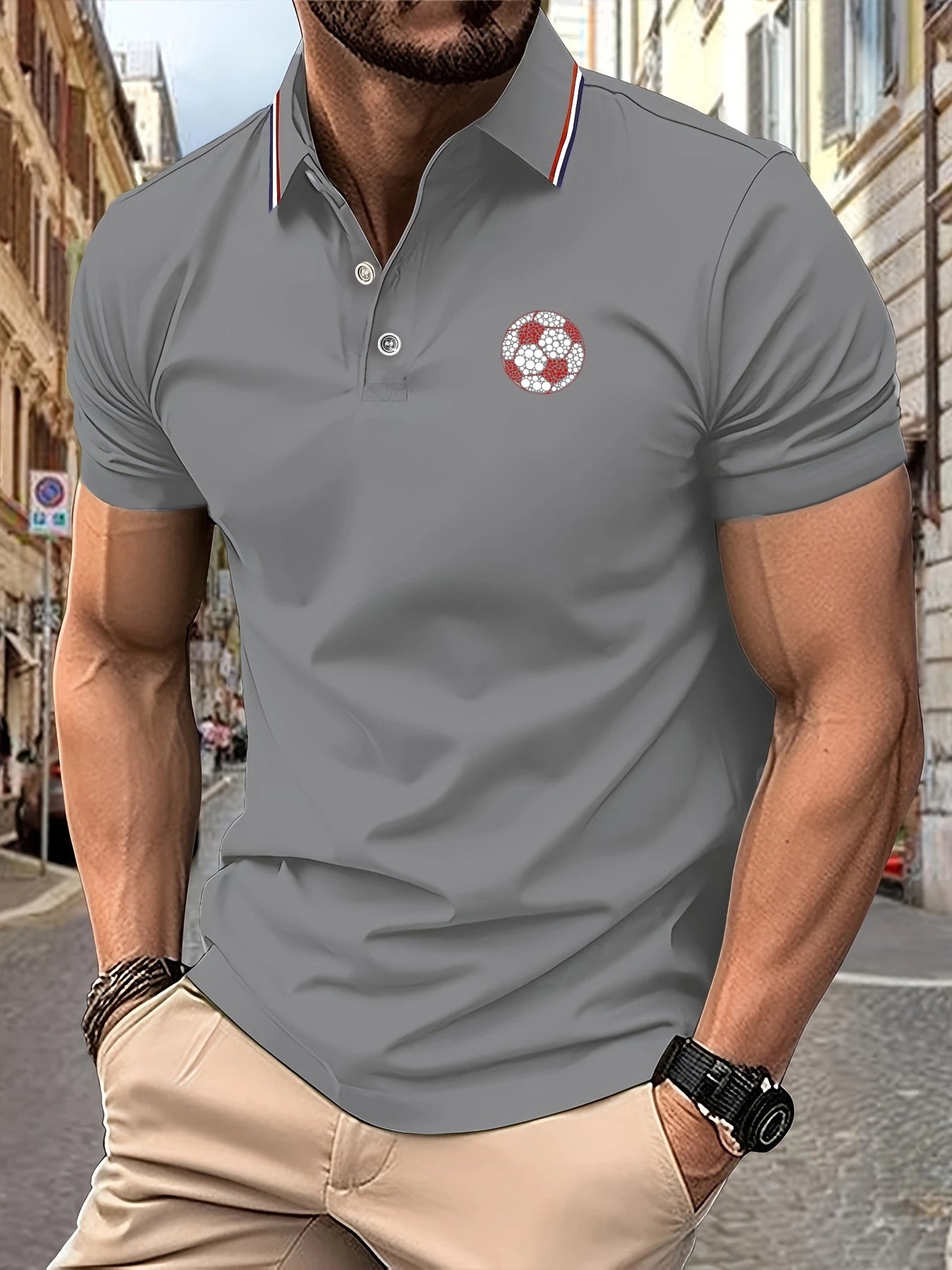 Golf Polo Shirts For Men Polka Dots Soccer Graphic Print Striped Collar Decor Short Sleeve Breathable Casual Daily Cool T-shirt