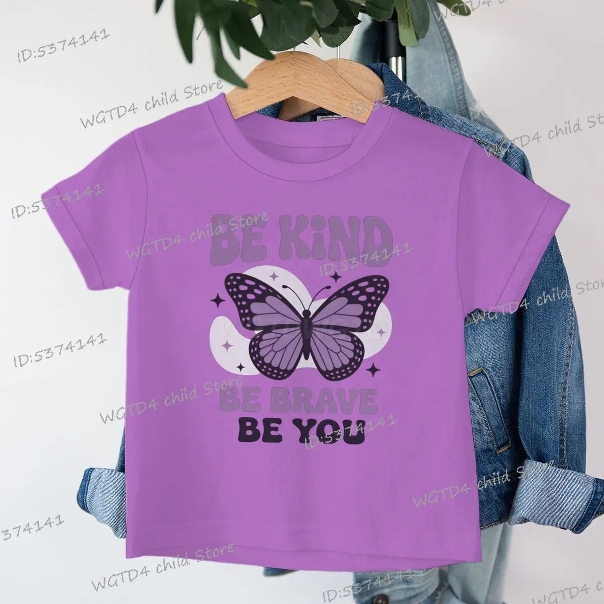 Children's Clothing Be Kind Be Brave Be You T-shirt Kids Retro Little Girl Quotes Graphic Tee Butterfly Lover Soft Cotton Tee