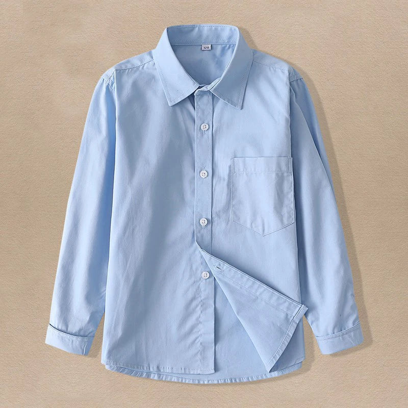 Kids Clothes Girls 8 To 12 Cotton Children Long Sleeve White Shirts Primary School Uniform for Teenage Boys Button Tops 6-16Yrs