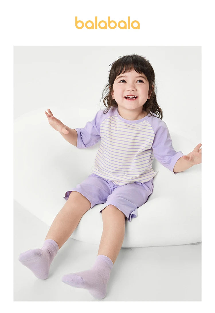 Balabala Pajama Sets Boys GirlsThin 2025 Summer New Air-conditioned Clothing Home Wear for Young and Older Children Parent-Child