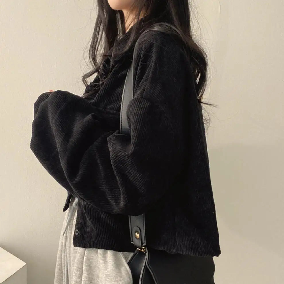 Women Coats Jackets Turn Down Collar Casual Loose Full Sleeve Coat Y2k Streetwear Jacket Work Outerwear Autumn Winter 2025
