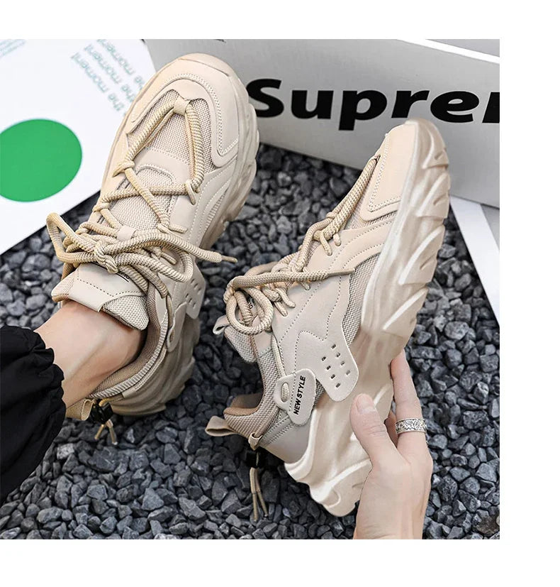 Men's Thick Sole Sport Shoes Simple Fashionable Casual Sneaker High Quality Rubber Plastic Male Athletic Shoes Chunky Sneakers