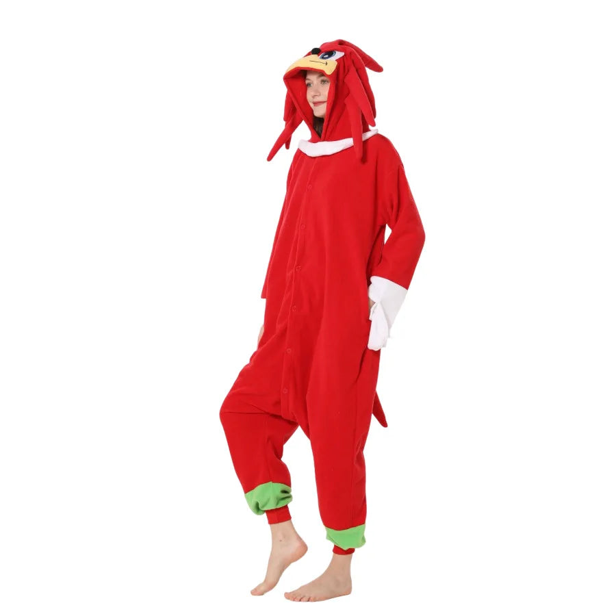 Sonic Anime Cartoon Plush Pajama Onesie Winter Flannel Adult Kids Sleepwear Warm Cosplay Bathrobe  Pijama Onesies