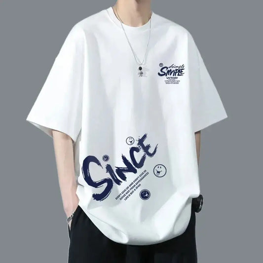 Short-sleeved T-shirt for Male Students in Summer Fashion Brand Hong Kong Style Half-sleeved Top Versatile Trendy Handsome