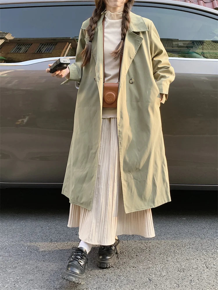 2025 Women's Coat Plus Size Mid-Length Jacket British Style Fashionable Temperament Spring Autumn Arrival Windbreaker Outerwear