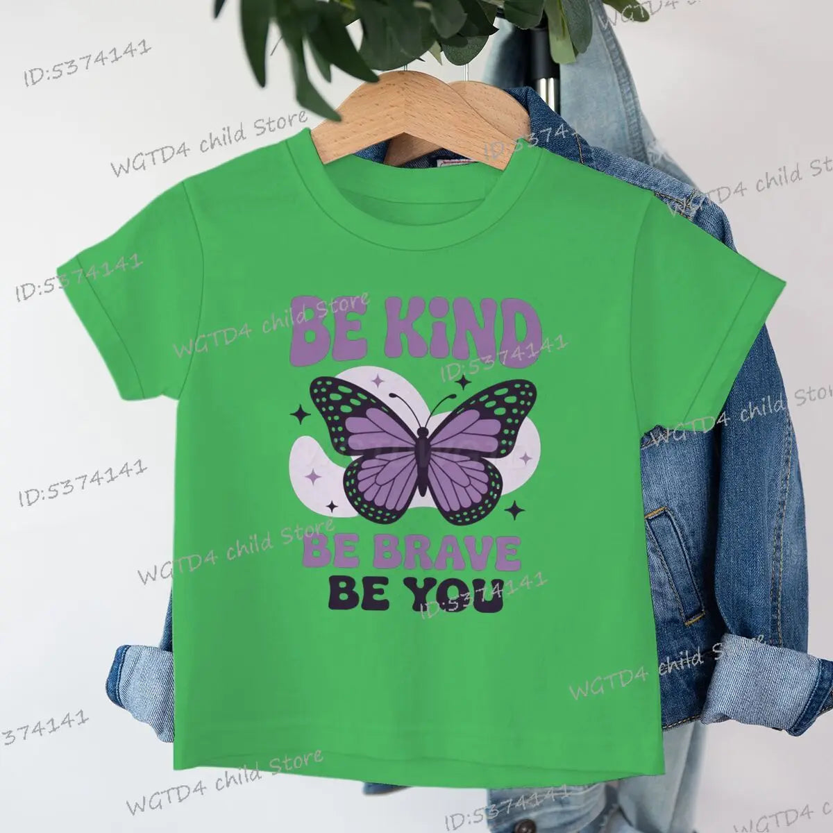 Children's Clothing Be Kind Be Brave Be You T-shirt Kids Retro Little Girl Quotes Graphic Tee Butterfly Lover Soft Cotton Tee