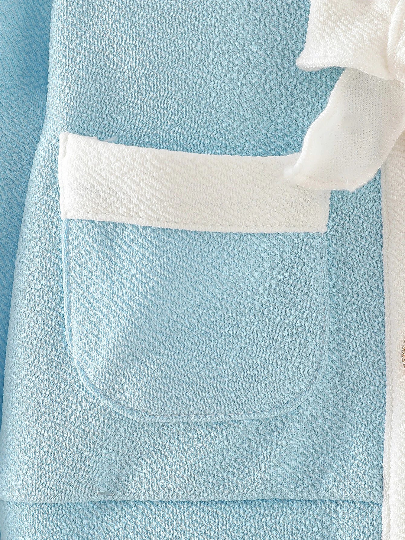Baby girl autumn elegant style two-piece set, light blue small fragrance butterfly bow top, same color pants