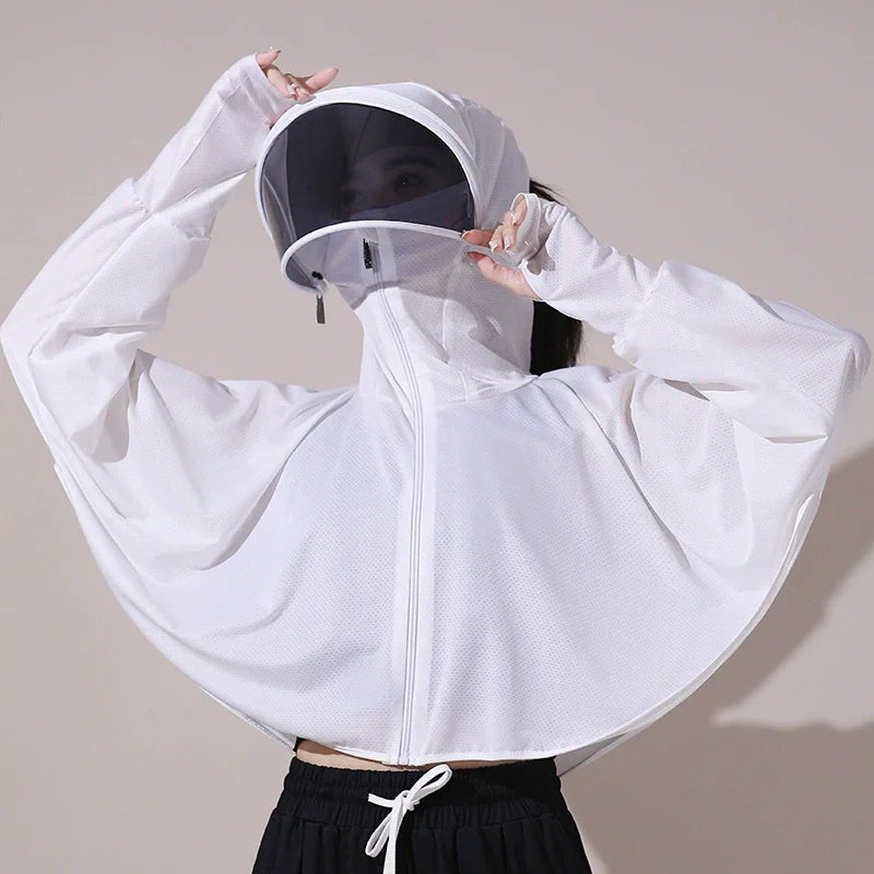 Summer Sun-protective Women's Clothing Breathable Smock Ice Silk Thin UV Protection Ladies Cloak & Cape For Women