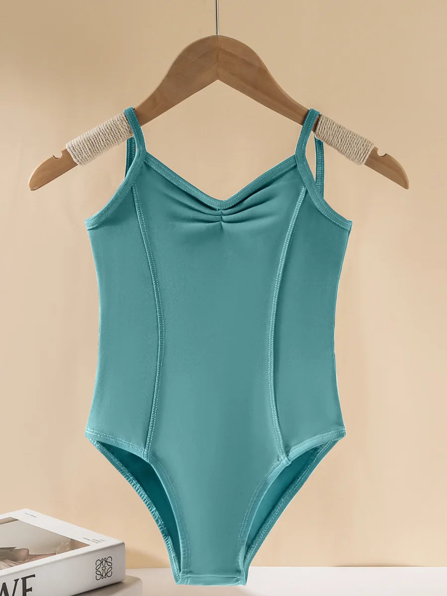 Girls' ballet dance clothes, girls' gymnastics clothes, girls' exercise clothes, V-back sling jumpsuits