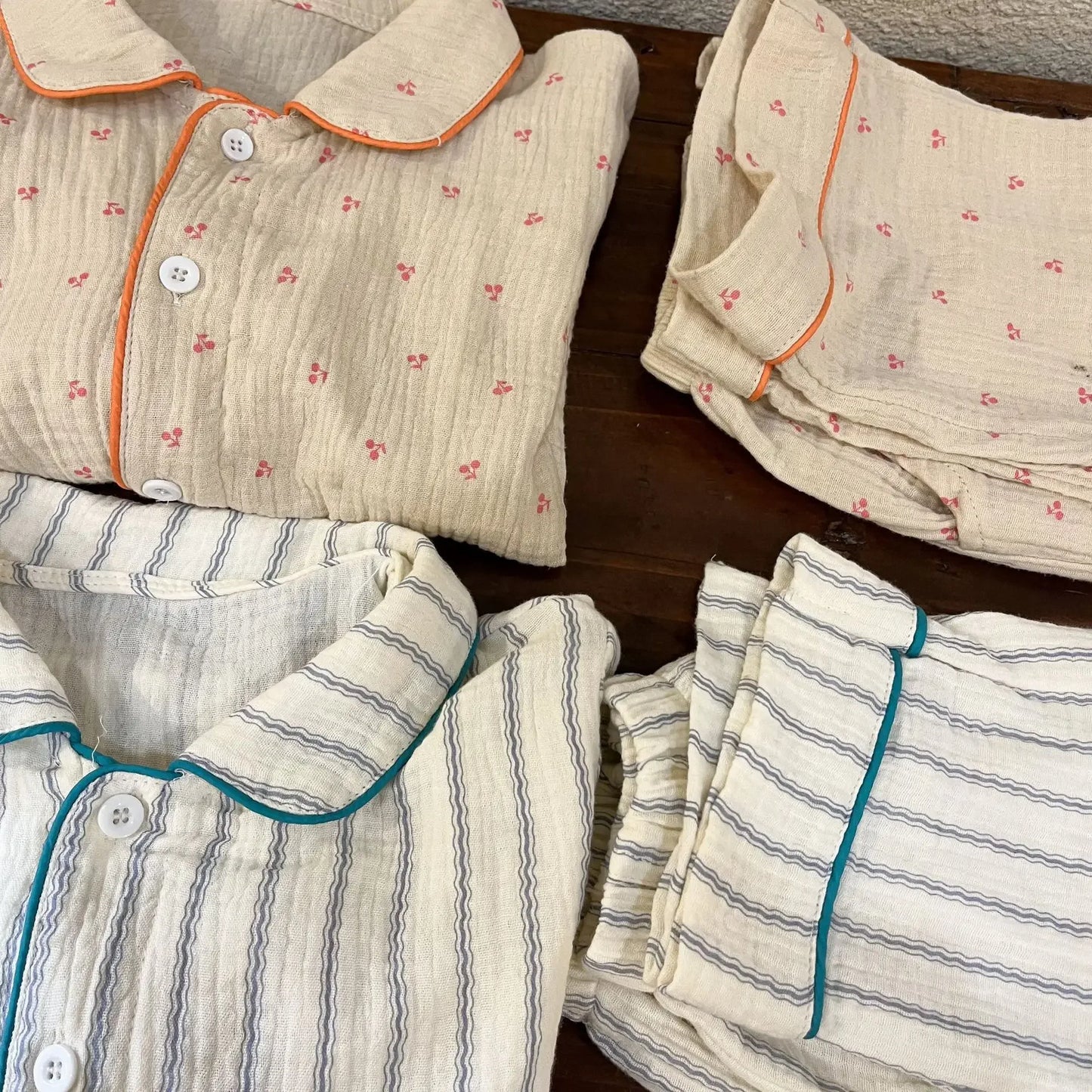 Pajama Sets New Spring Autumn Season Pure Cotton Gauze Baby Long Sleeved Girl Boys Childrens Clothing Sleepwear