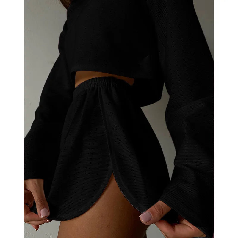 Women's Pajamas Set Sleepwear Spring Long Sleeve Tops With Shorts Home Clothes 2 Piece Sets Pyjama Femme Loungewear Pijama Mujer