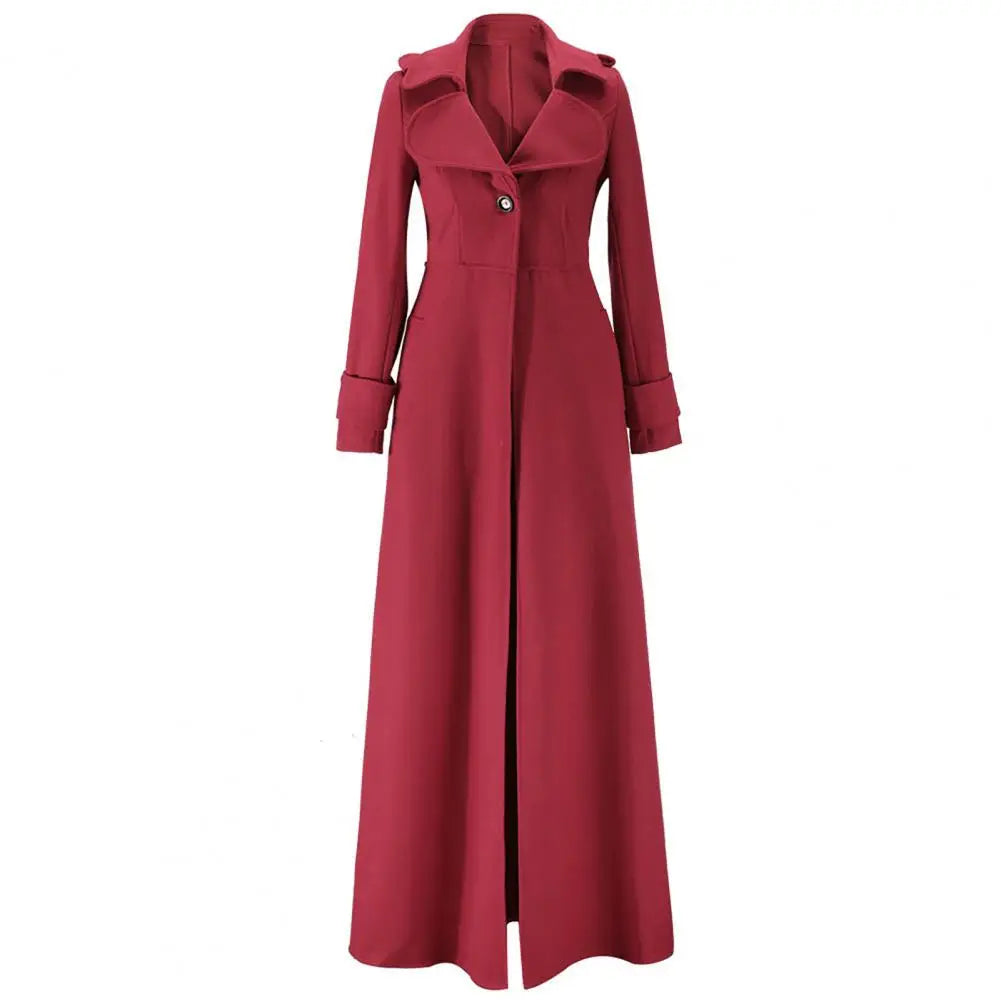 Long Women Woolen Coat Autumn Winter Single Breasted Turndown Collar Slim Fit Woolen Ladies Trench Coat Overcoat Women Jackets