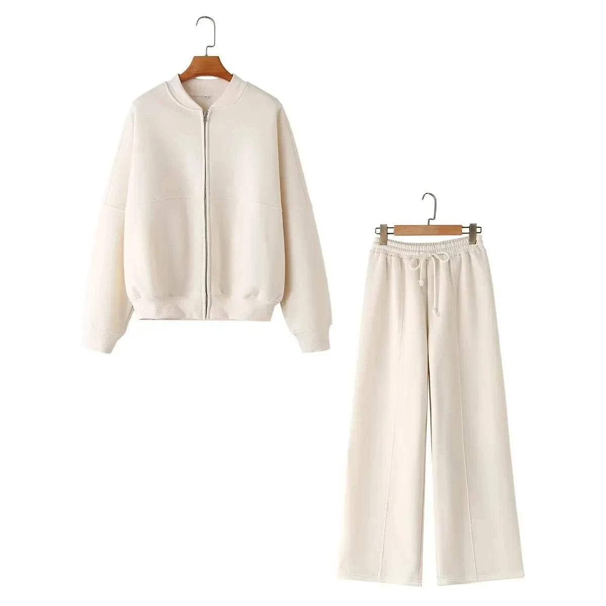 TRAFZR Cotton Zipper Cardigan Sets To Woman 2024 Tracksuit Suits Baggy Pants Sportswear Women Sweater 2 Piece Set Women Outfits
