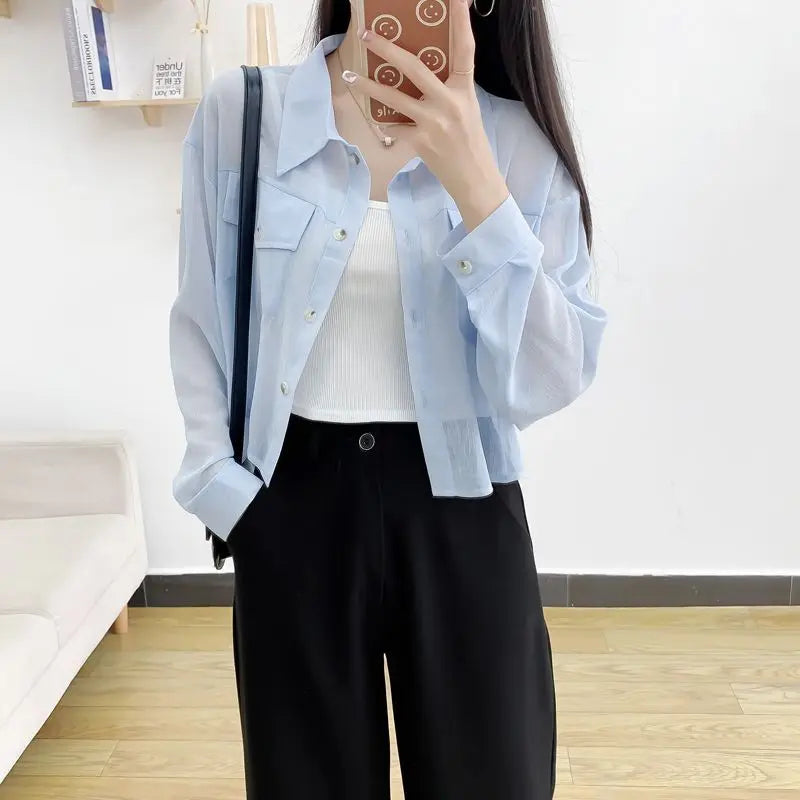 Summer Loose Chiffon Sunscreen Clothes for Women in Summer 2025 New Thin Casual Versatile Long-sleeved Cardigan Short Jacket