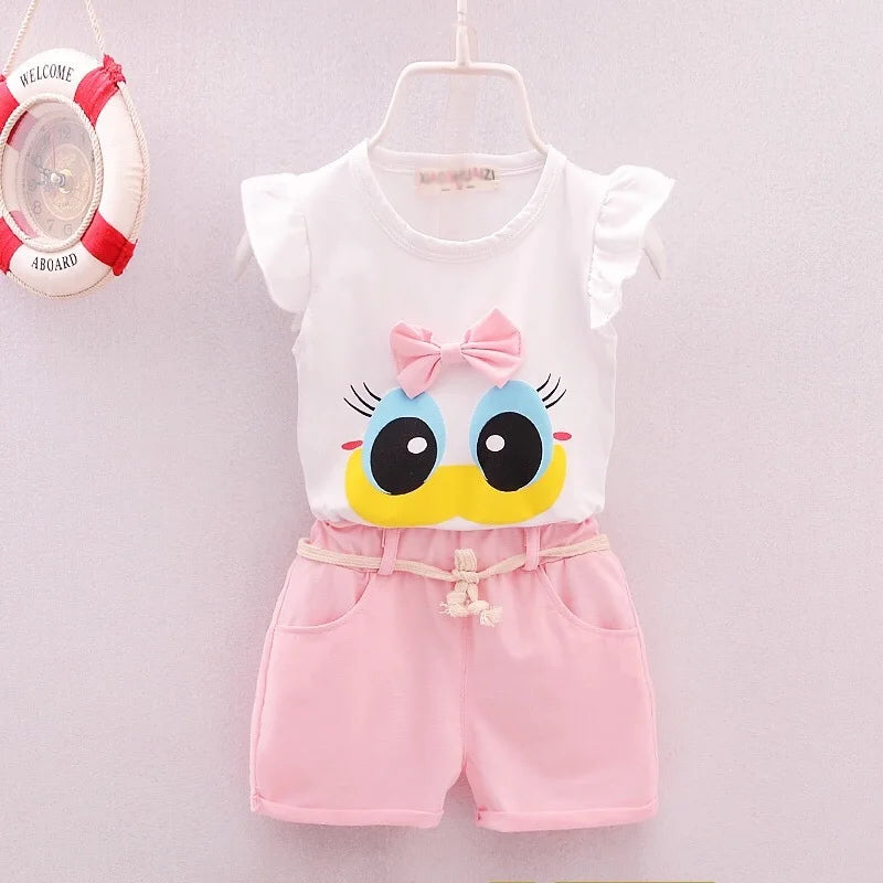 Children's Girls Clothes Summer New Baby Girl Fashion Cute Vest Shorts 2Pcs/Sets Infant Outfits Kids Tracksuits 1 2 3 4 Years