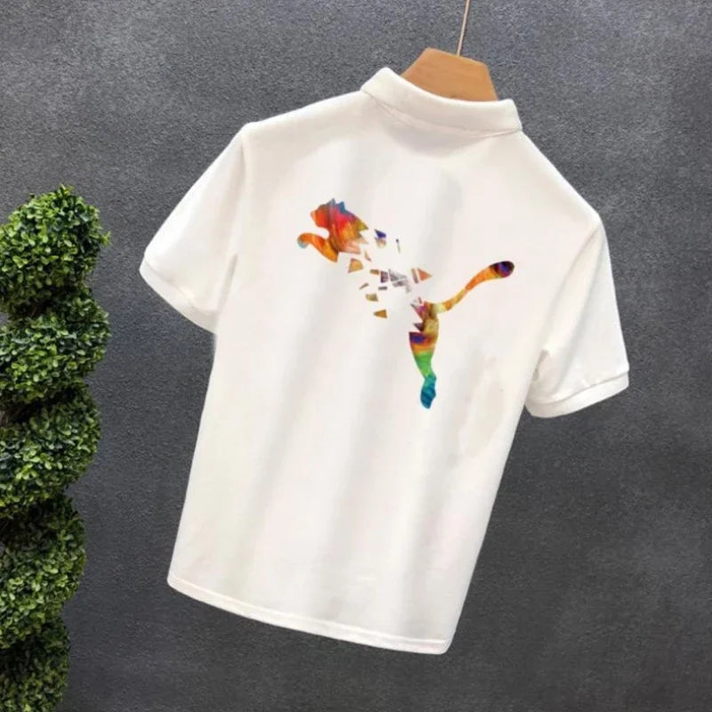 Polo Shirts Anime Male with Collar Tee Hip Hop Tops Heather Mens T-shirt Original Short Quarter Sleeve Aesthetic Casual Stylish