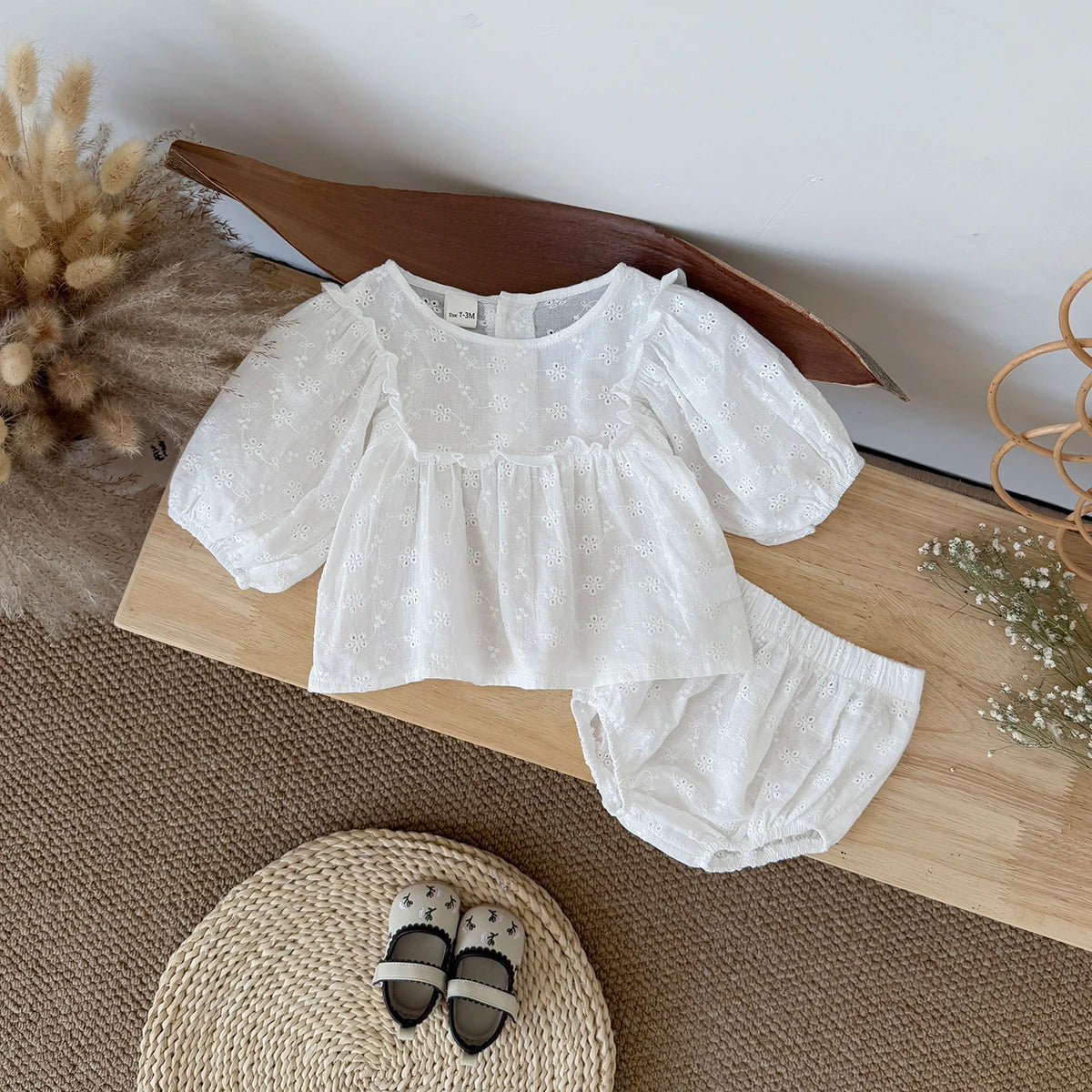 Summer Baby Clothing Sets Flower Embroidered T-shirts+Elasctic Triangle Shorts Kids Casual Clothes Suit 0-3Y