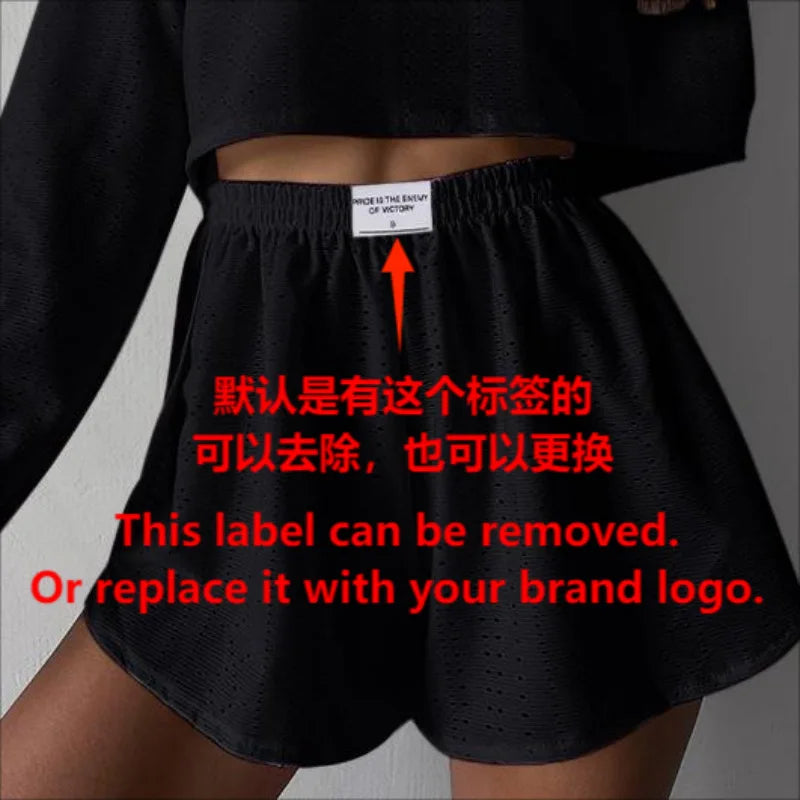 Pajamas for Women Summer Sleepwear Hollow Out Pajama Long Sleeve Tops Shorts Pyjama 2 Piece Set Homewear Nightwear Pijama Mujer