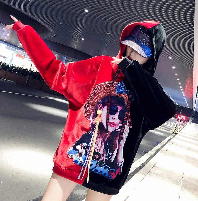 Hoodie Harajuku Style Hoodies for Women Tops Aesthetic Korean Fashion Vintage Graphic Women's Sweat-shirt Spring Autumn Crewneck