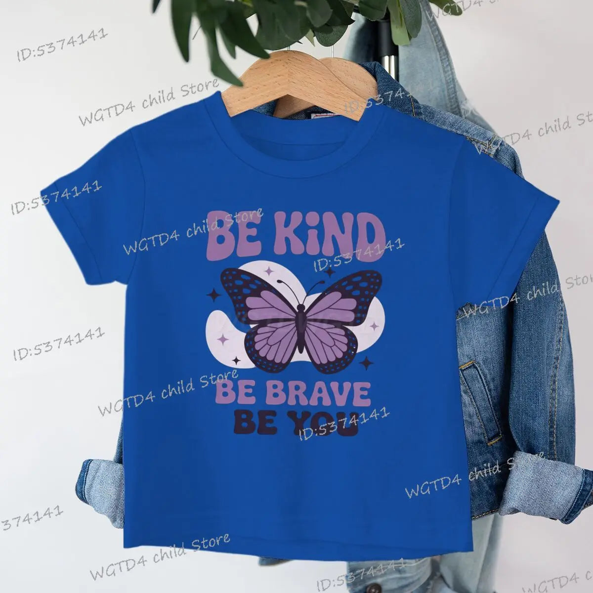 Children's Clothing Be Kind Be Brave Be You T-shirt Kids Retro Little Girl Quotes Graphic Tee Butterfly Lover Soft Cotton Tee