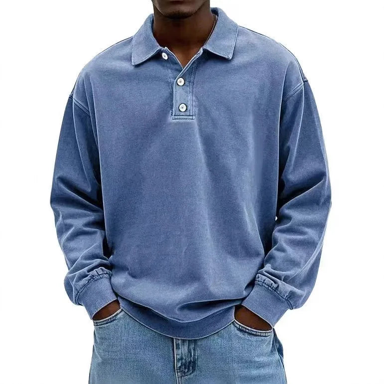 2025 Men Long Sleeve Polo Shirts Mens Breathable Tees Casual Golf Polo Shirt Work T-Shirt Pullover Tops Man Bottoming Polo Shirt