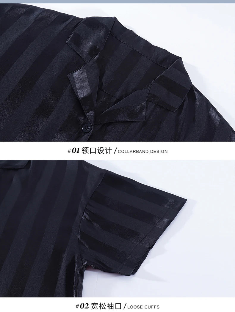 Pajamas Sets for Women Men Sexy Sleepwear Silk Women Pijama Sets Long Sleeve Cardigan Set Female Ice Silk Pyjamas Home Clothing