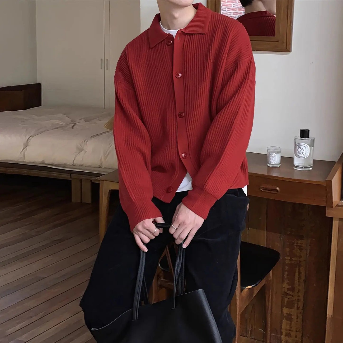 Men's Clothing Autumn Winter Long Sleeve New Tops Shirts Sweaters Turn-down Collar Simple Comfortable Versatile Selling Solid