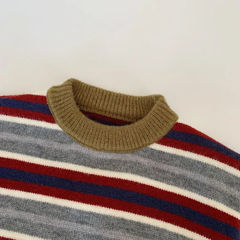 Kids Knitted Sweater 2025 Autumn Winter Wool Sweaters for Boys Striped Girls Pullovers Warm Children Cardigans Toddler Clothing