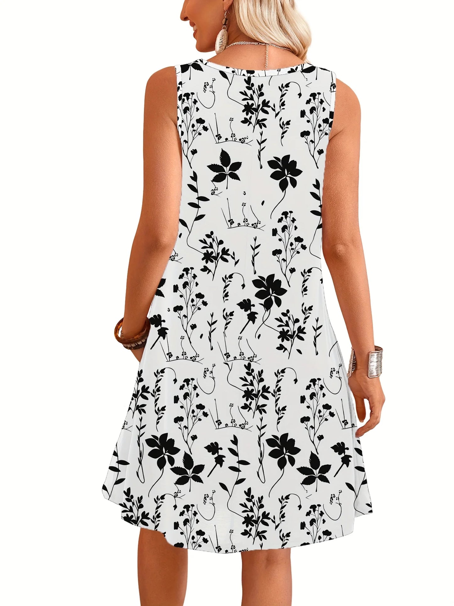 Women's Floral  Dress Navy Blue Floral Print White Dresses Woman Summer Oversized Female Clothing Y2k Clothes Woman Costume Tops