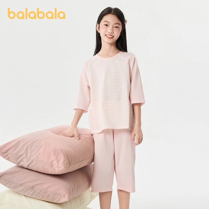 Balabala Pajama Sets Boys GirlsThin 2025 Summer New Air-conditioned Clothing Home Wear for Young and Older Children Parent-Child