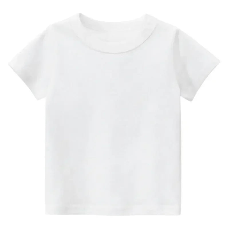Kids Plain T Shirt Tops for Child Boys Girls Baby pure color Blank  Clothes White Black Children Summer Tees 1-16 Years