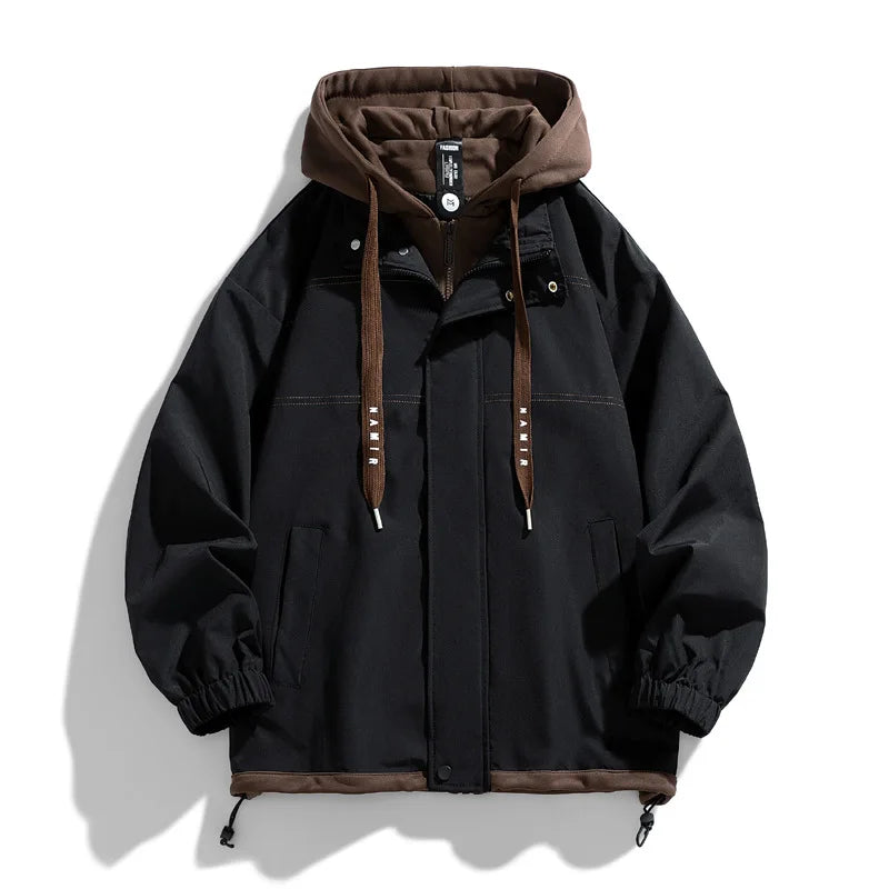 Men's Jacket Thin Hooded Jacket Youth Autumn and Winter New Popular Color Matching High-end Baseball Uniform Casual Hooded