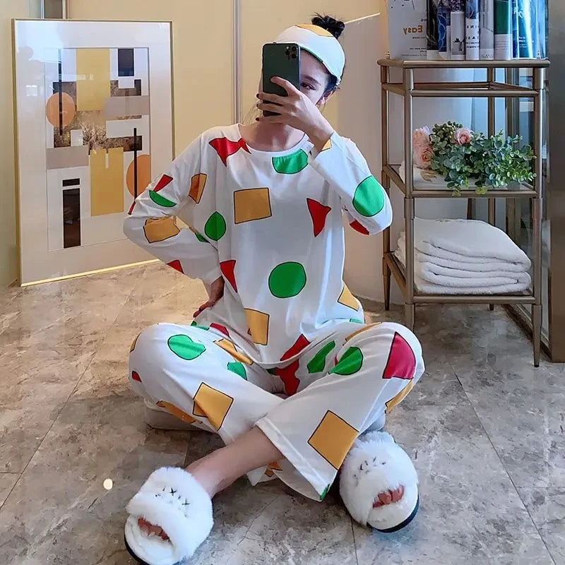 Pijama Sin Chan Man Pajama Sinchan Cotton Summer Short Sets Japanese Pajamas for Couples Man and Woman Sleepwear 2025