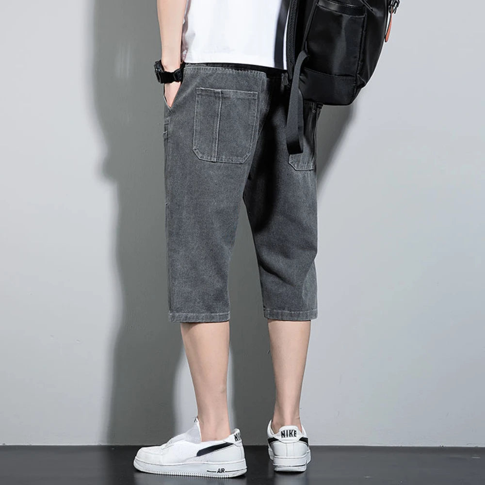 new Mens Summer Denim Short Men Jeans Fashion Streetwear Hip Hop Long 3/4 Capri Cargo Shorts bermuda masculina ropa hombre