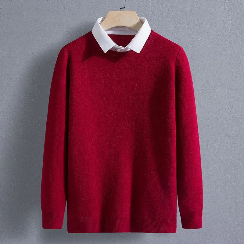 Men's Clothing Autumn Winter Long Sleeve New Tops T-Shirts Round Neck Fashion New Comfortable Solid Color Sweaters