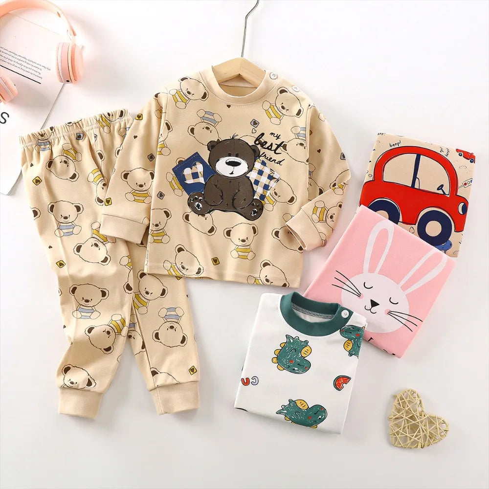 Pajama Sets for Children Loungewear Long Sleeve Kid Boy Girl Clothes Cute Deisgn Lightweight Comfortable Fabric Sleepwear Outfit