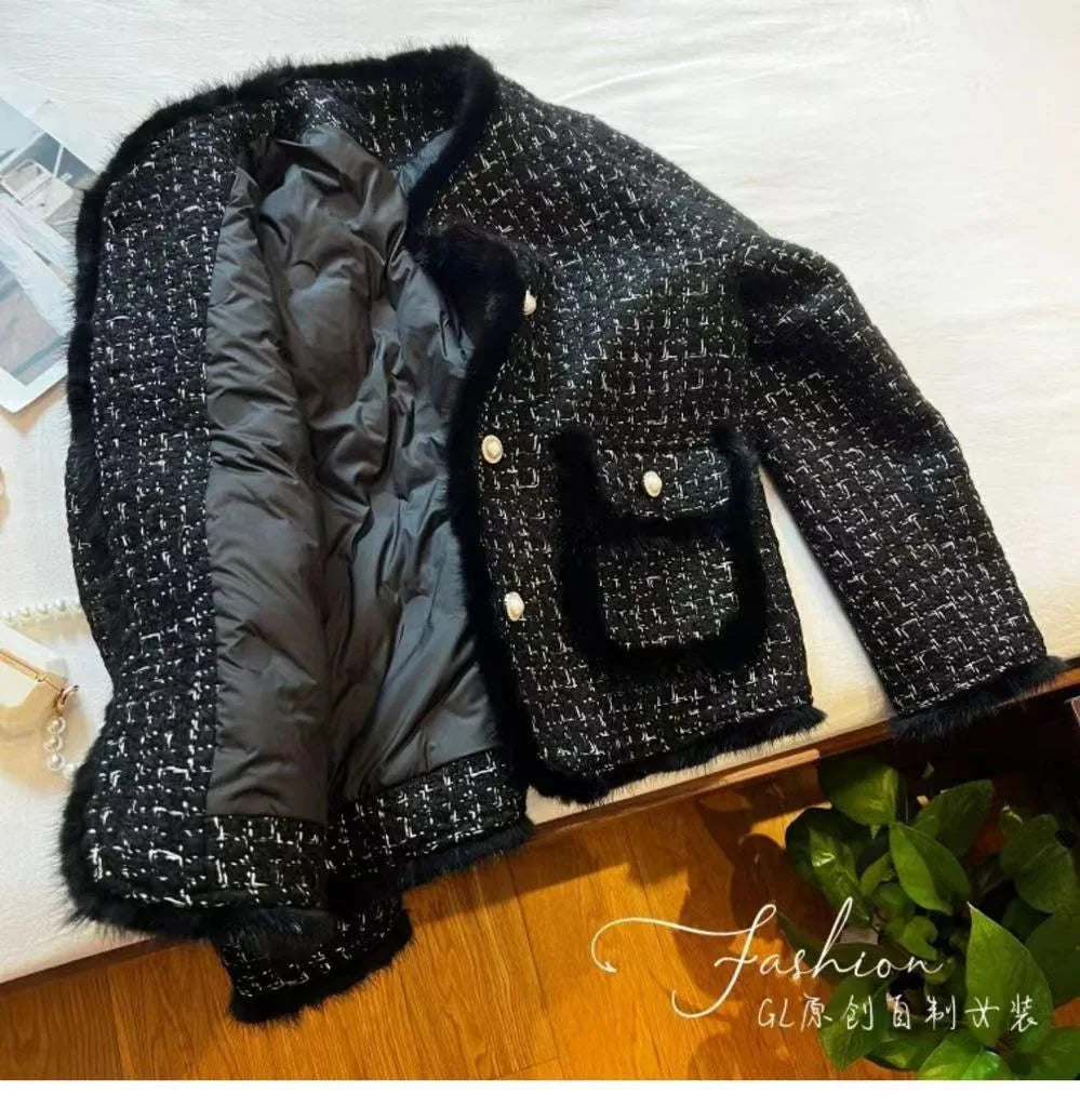 Women Coats Round Neck Full Sleeve Lamb Wool Jackets Single Breasted Slim Fit Thick Coat Open Stitch Elegant Outerwear 2024