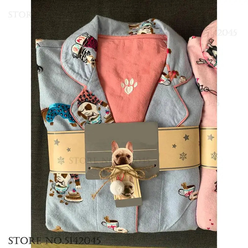 Fashion Cartoon Pijama Mujer Lencerias Cotton Long Sleeve Trouser Suits Sleepwear Loose Casual Home Clothes Loungewear Pyjama