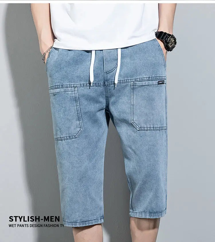 new Mens Summer Denim Short Men Jeans Fashion Streetwear Hip Hop Long 3/4 Capri Cargo Shorts bermuda masculina ropa hombre