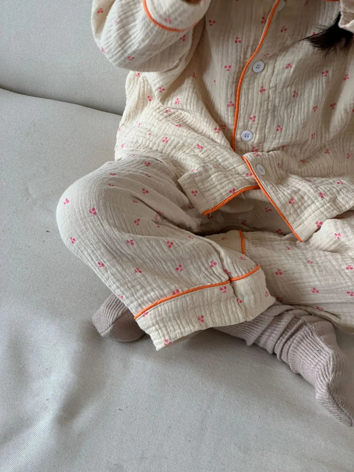 Pajama Sets New Spring Autumn Season Pure Cotton Gauze Baby Long Sleeved Girl Boys Childrens Clothing Sleepwear