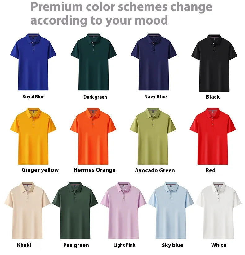 Men's and Women's Polo Shirts Summer New Work Lapel T-shirts Business High-quality UV Protection Brand Short Sleeves