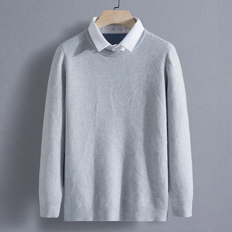 Men's Clothing Autumn Winter Long Sleeve New Tops T-Shirts Round Neck Fashion New Comfortable Solid Color Sweaters