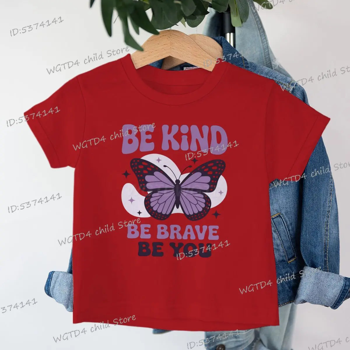 Children's Clothing Be Kind Be Brave Be You T-shirt Kids Retro Little Girl Quotes Graphic Tee Butterfly Lover Soft Cotton Tee